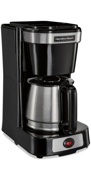Cafetera de 4 tazas - Negra con jarra de acero inoxidable (6 por caja)