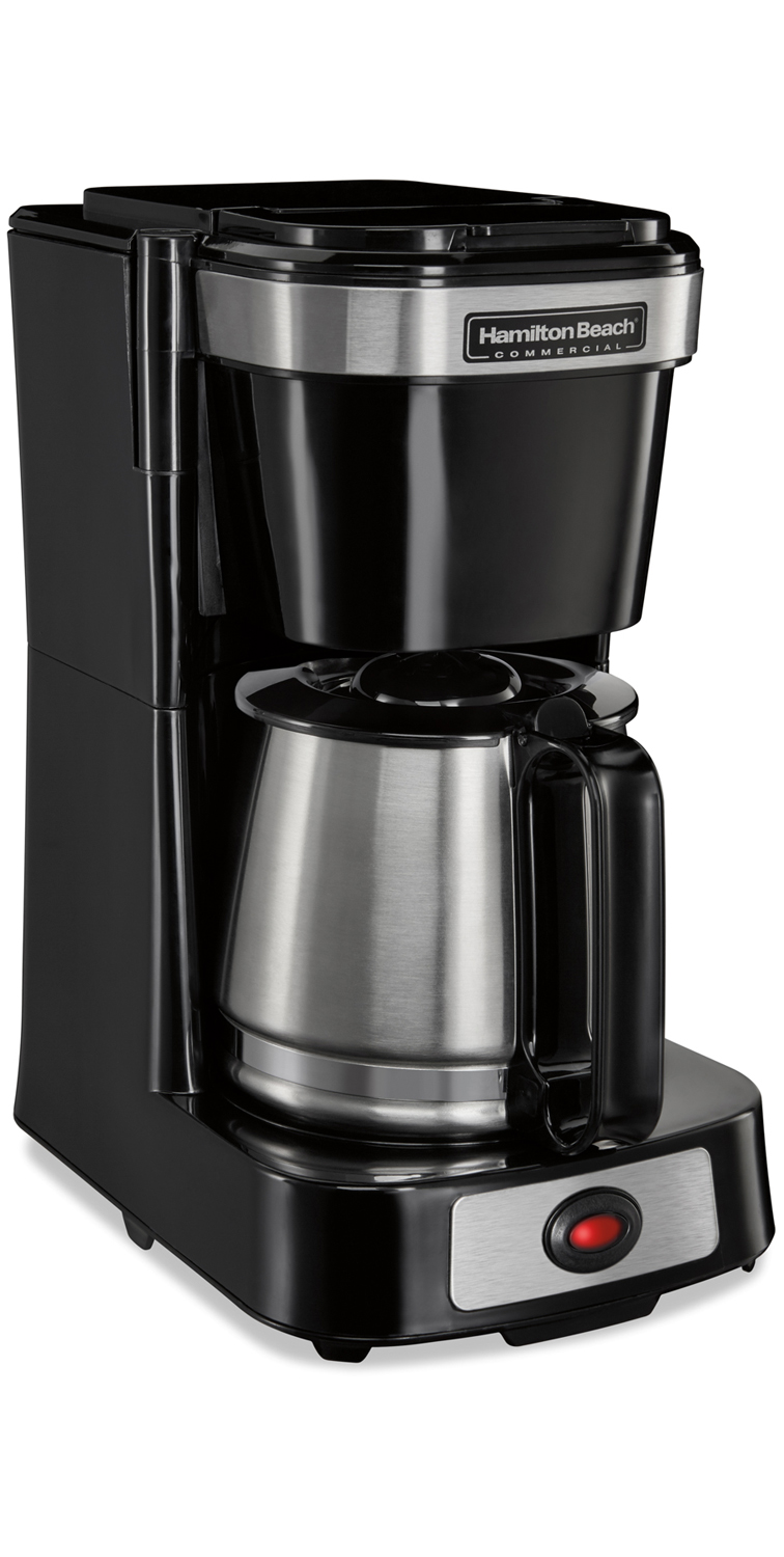 Cafetera de 4 tazas - Negra con jarra de acero inoxidable (6 por caja)